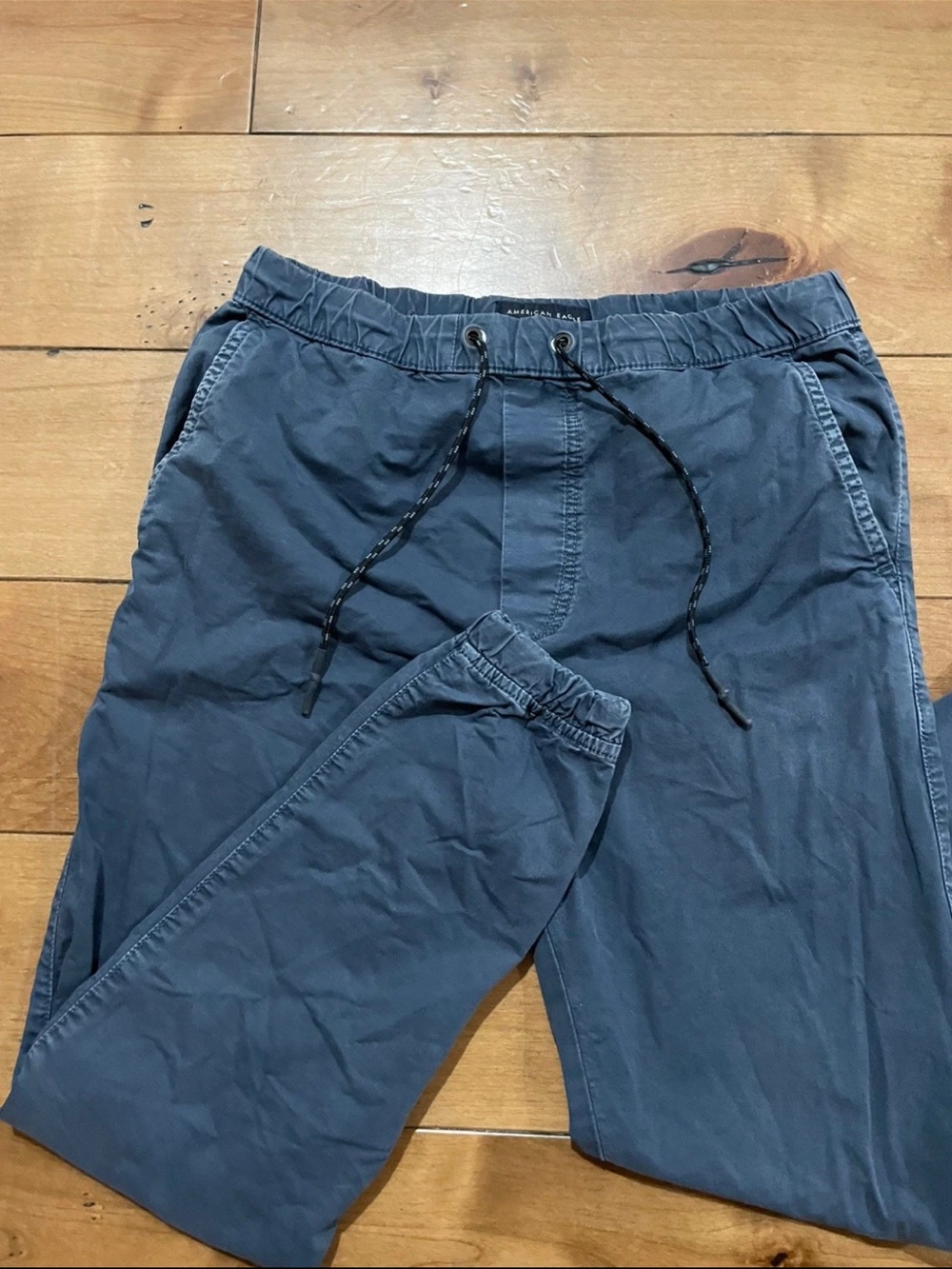 Mens American Eagle Navy Blue Jogger Pants Size Small Drawstring Elastic Waist
